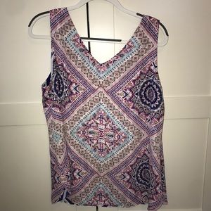 Chico's Reversible Floral Geometric Tank